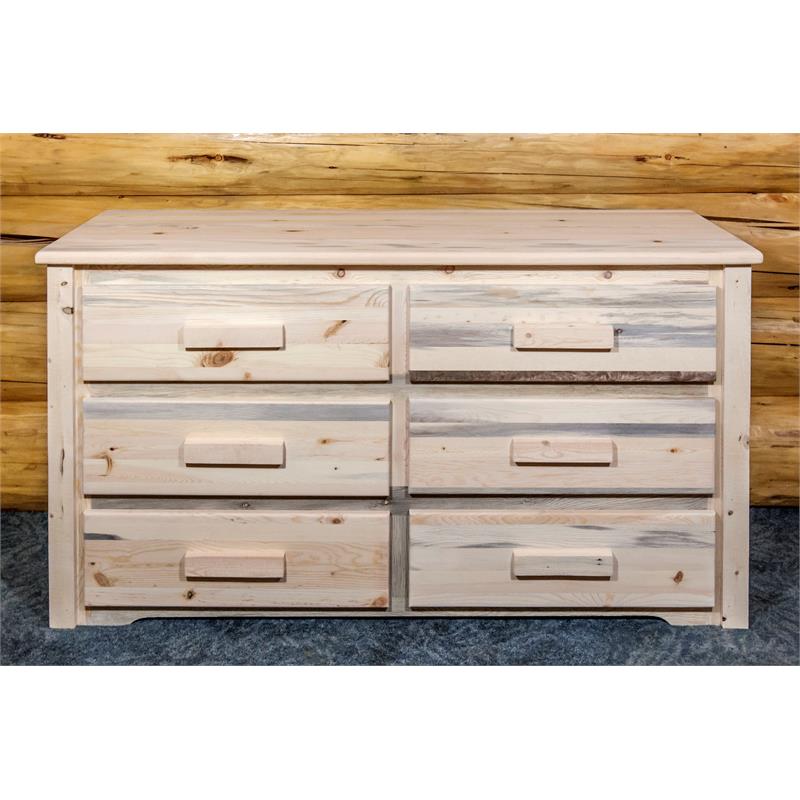 Montana Woodworks Homestead 6 Drawers Wood Dresser in Natural Lacquered