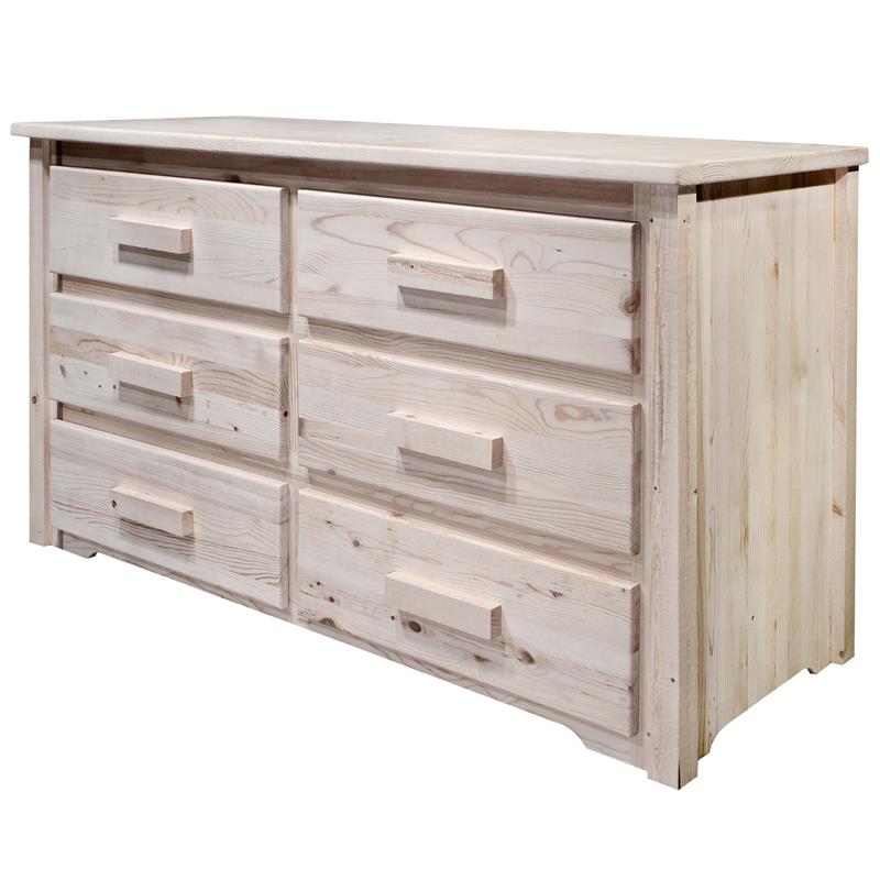 Montana Woodworks Homestead 6 Drawers Wood Dresser in Natural Lacquered