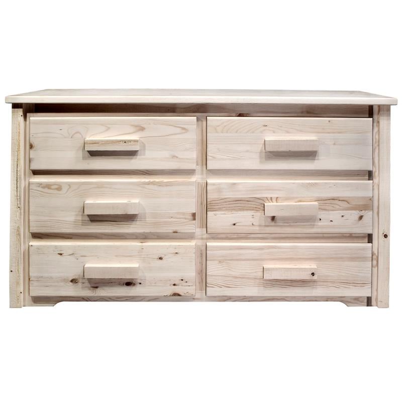 Montana Woodworks Homestead 6 Drawers Wood Dresser in Natural Lacquered