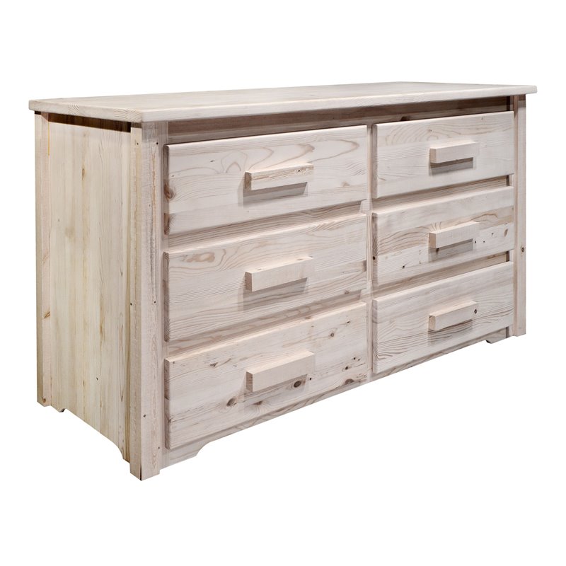 Montana Woodworks Homestead 6 Drawers Wood Dresser in Natural Lacquered