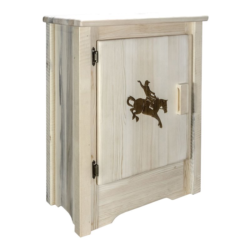 Montana Woodworks Homestead Wood Accent Cabinet with Engraved in Natural