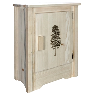montana woodworks homestead wood accent cabinet with pine design in natural