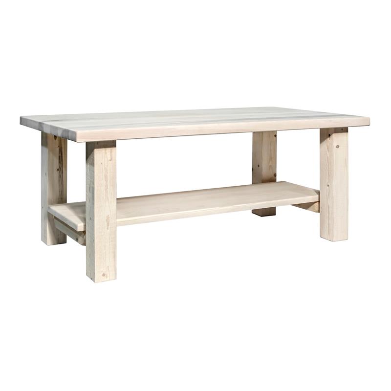 Montana Woodworks Homestead Solid Wood Coffee Table with Shelf in Natural