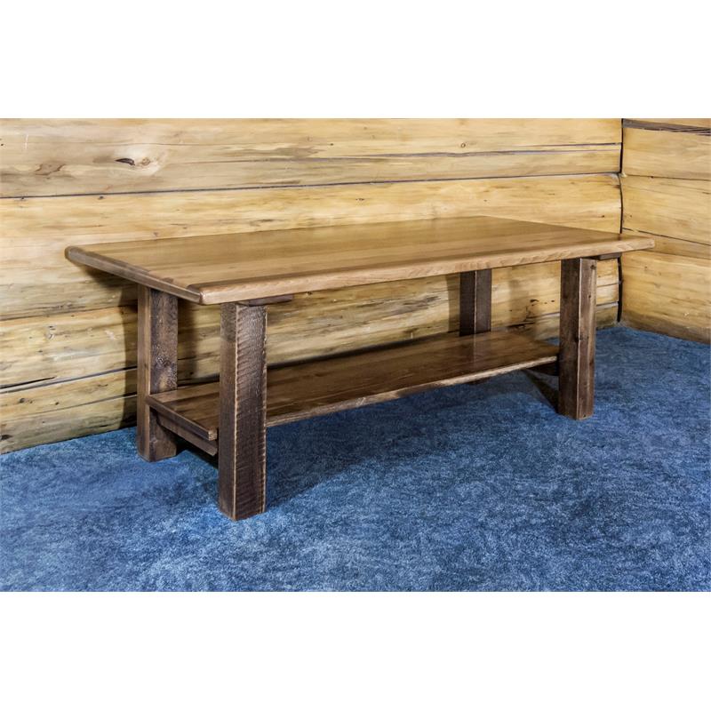 Montana Woodworks Homestead Wood Coffee Table with Shelf in Brown