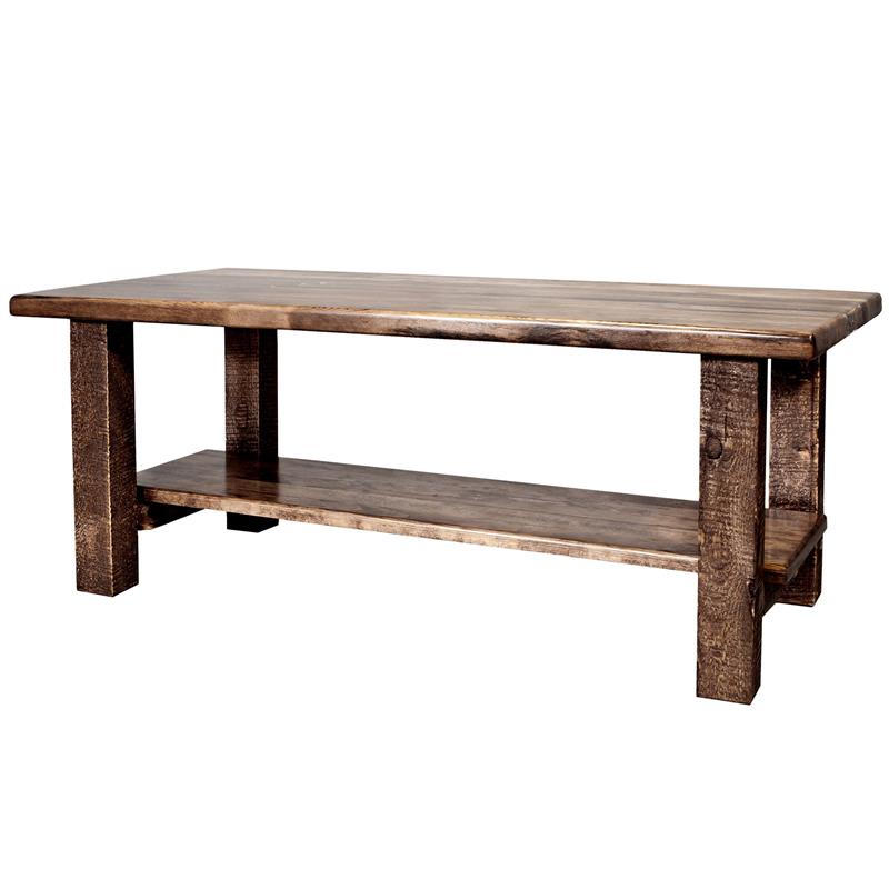 Montana Woodworks Homestead Wood Coffee Table with Shelf in Brown