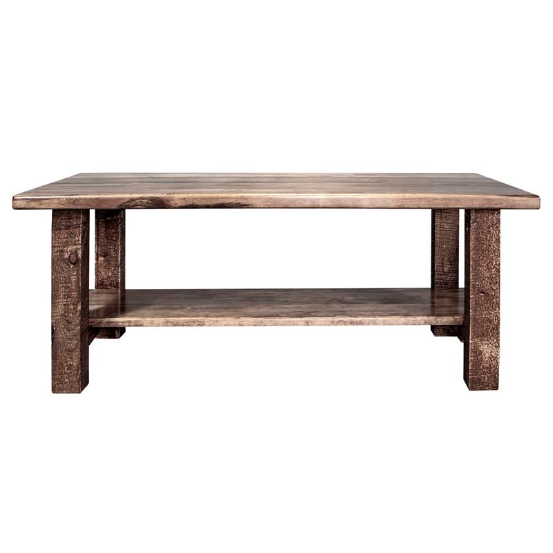 Montana Woodworks Homestead Wood Coffee Table with Shelf in Brown