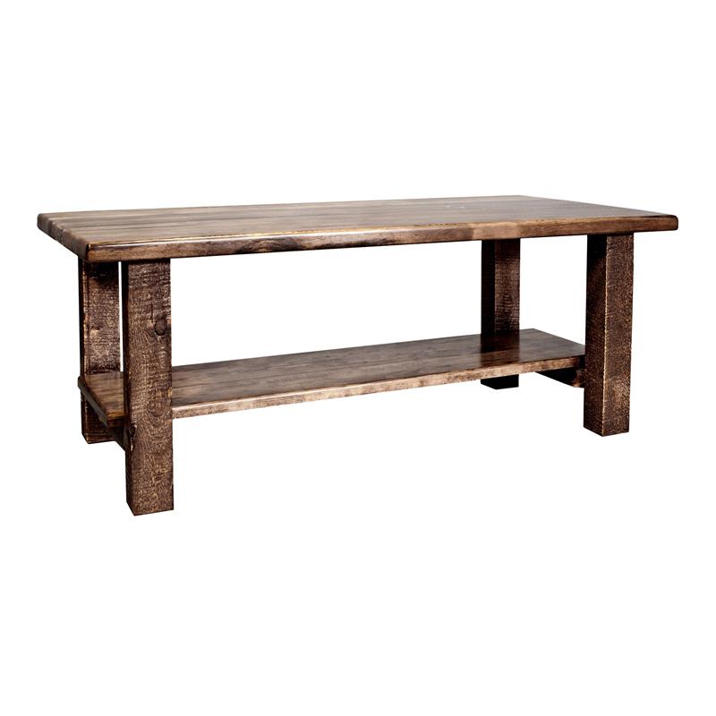Montana Woodworks Homestead Wood Coffee Table with Shelf in Brown