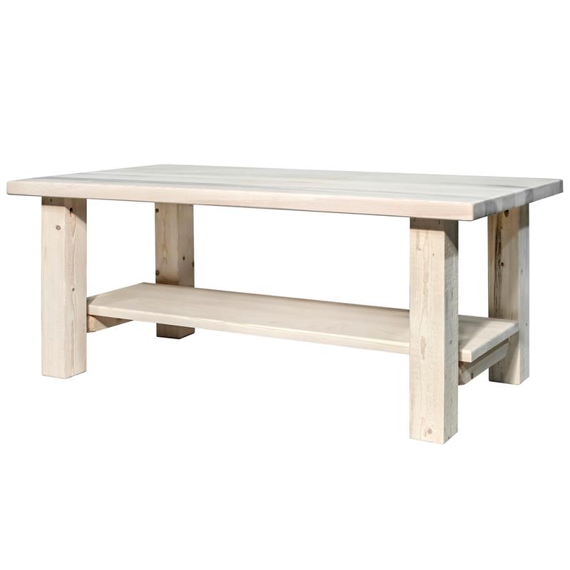 Montana Woodworks Homestead Wood Coffee Table with Shelf in Natural