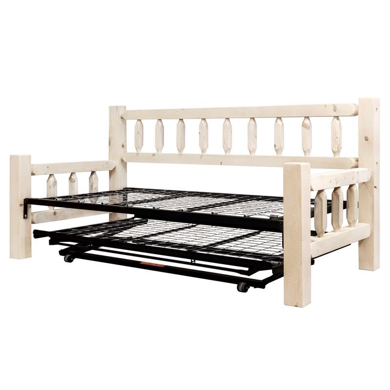 Montana Woodworks Homestead Solid Wood Day Bed with Pop Up Trundle in Natural