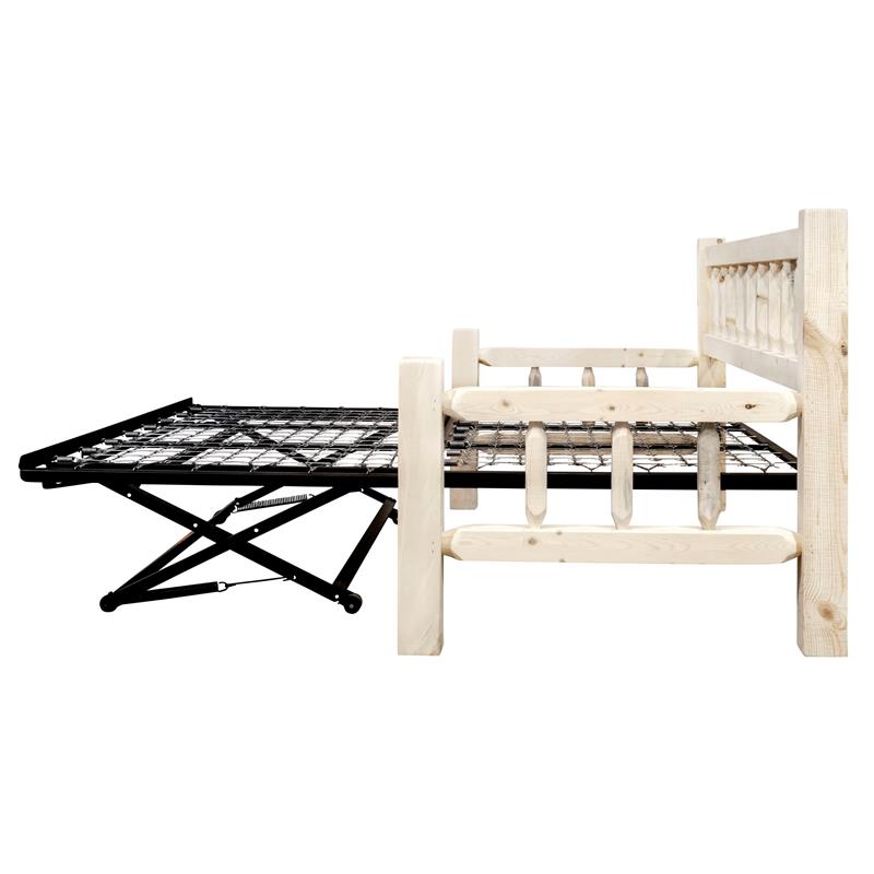 Montana Woodworks Homestead Solid Wood Day Bed with Pop Up Trundle in Natural
