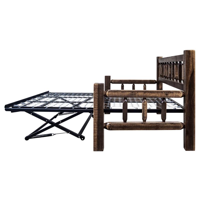 Montana Woodworks Homestead Wood Day Bed with Pop Up Trundle Bed in Brown
