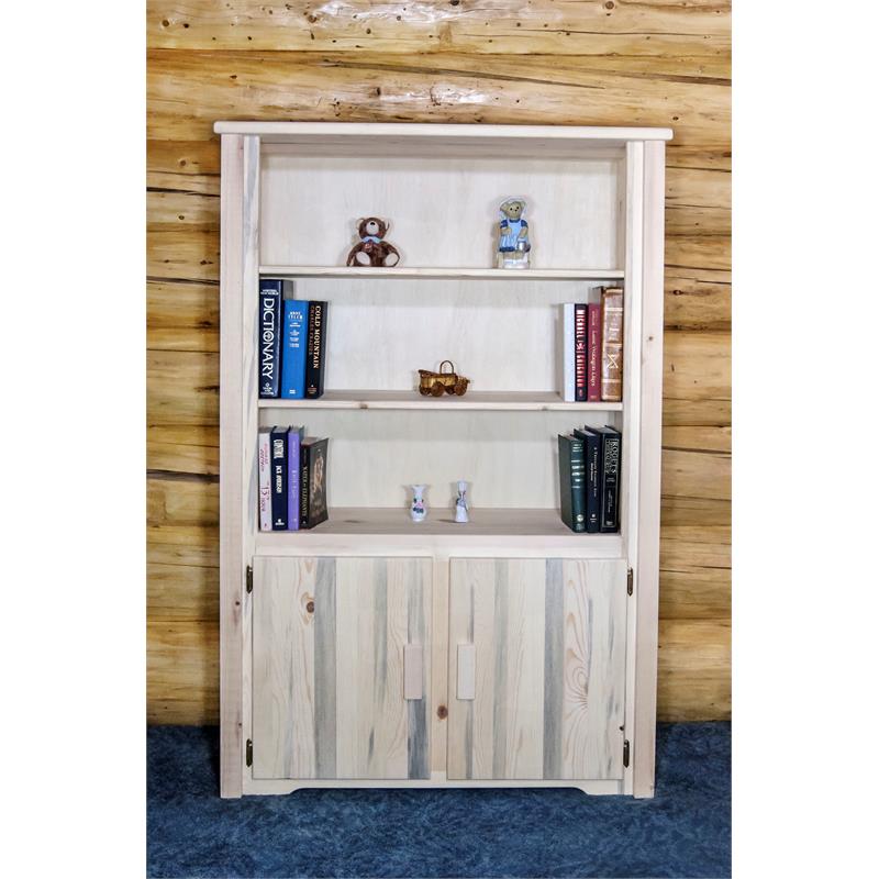 Montana Woodworks Homestead Wood Bookcase with Storage in Natural Lacquered