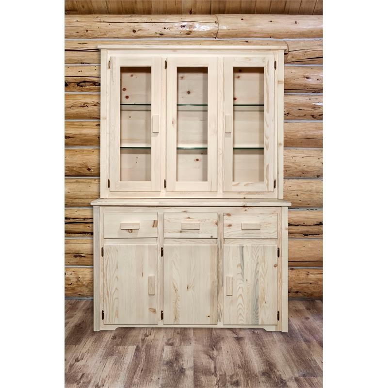 Montana Woodworks Homestead Transitional Solid Wood China Hutch in Natural