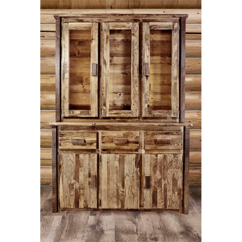 Montana Woodworks Homestead Transitional Wood China Hutch in Brown Lacquered