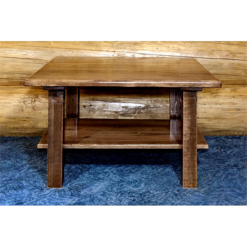 Montana Woodworks Homestead Wood Cocktail Table with Shelf in Brown