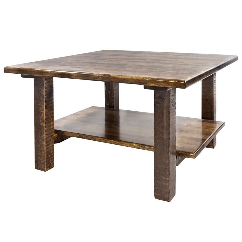 Montana Woodworks Homestead Wood Cocktail Table with Shelf in Brown