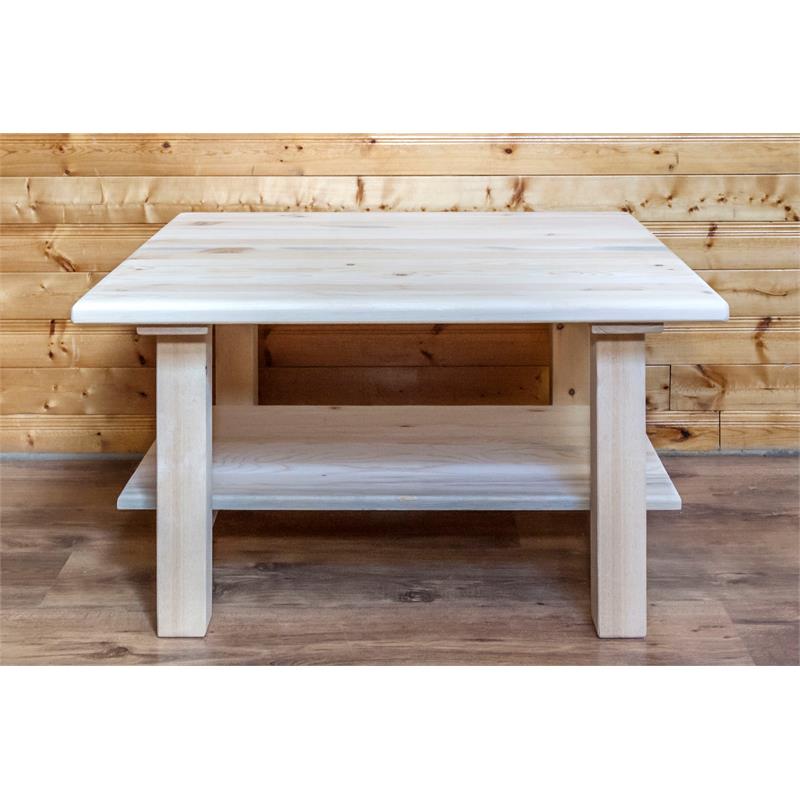 Montana Woodworks Homestead Wood Cocktail Table with Shelf in Natural