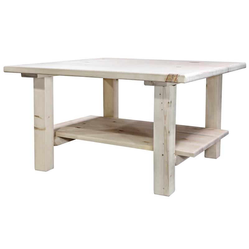 Montana Woodworks Homestead Wood Cocktail Table with Shelf in Natural