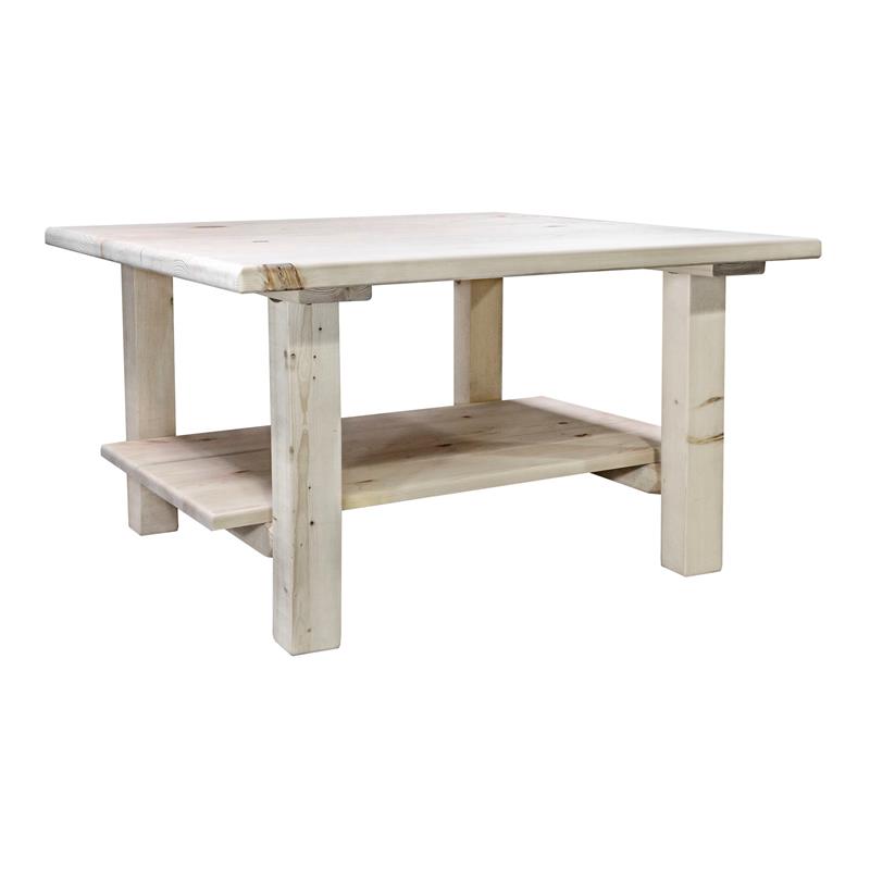 Montana Woodworks Homestead Wood Cocktail Table with Shelf in Natural
