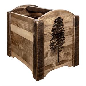 montana woodworks homestead wood magazine rack with pine design in brown