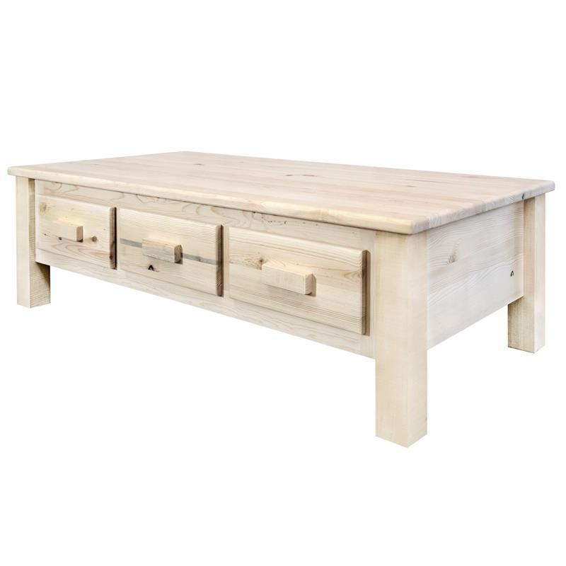 Montana Woodworks Homestead Wood Coffee Table with 6 Drawers in Natural