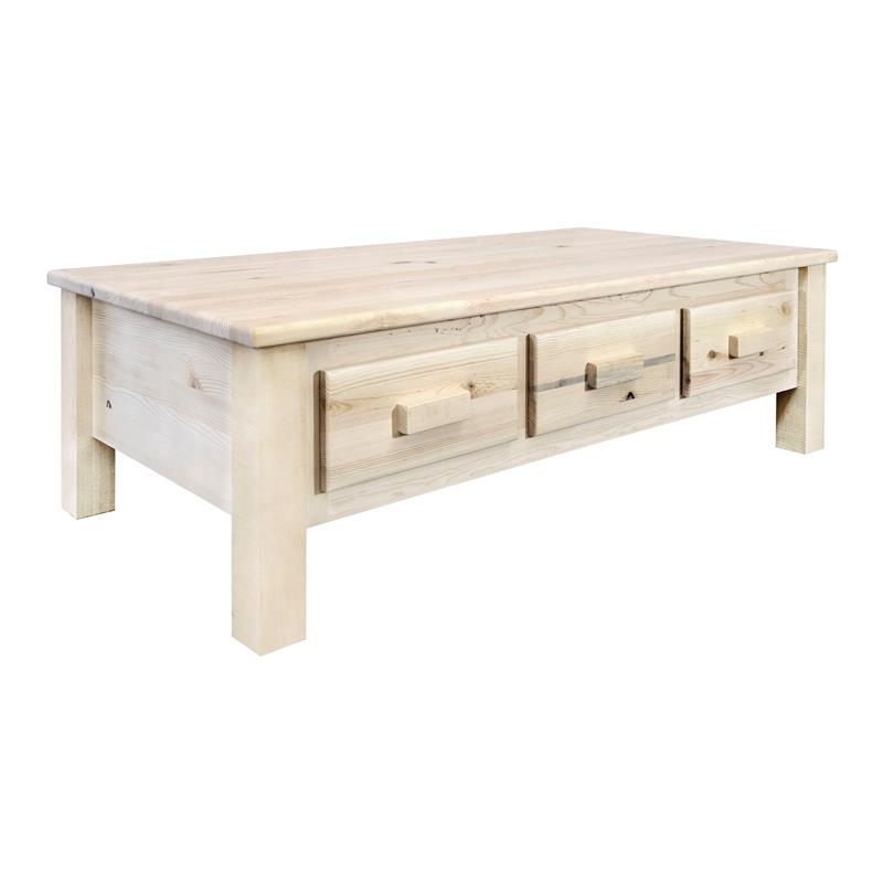 Montana Woodworks Homestead Wood Coffee Table with 6 Drawers in Natural