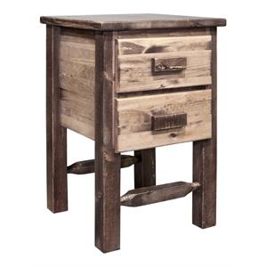 montana woodworks homestead wood nightstand with 2-drawer in brown