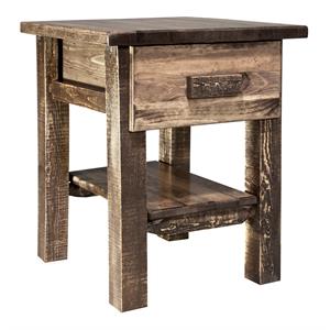 montana woodworks homestead wood nightstand with drawer and shelf in brown