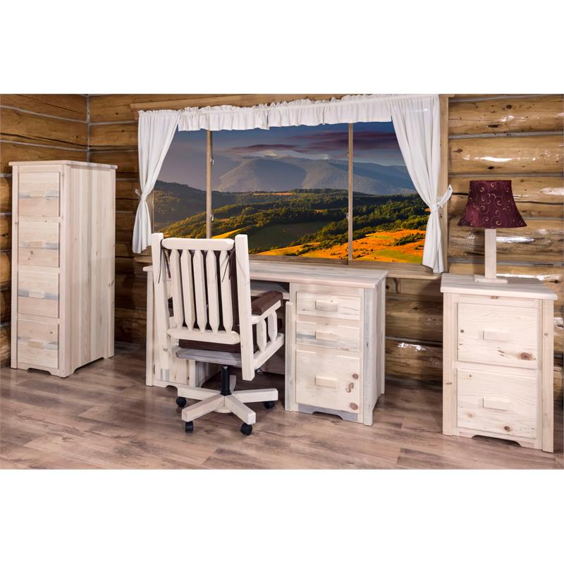 Montana Woodworks Homestead Transitional Solid Wood Computer Desk in Natural