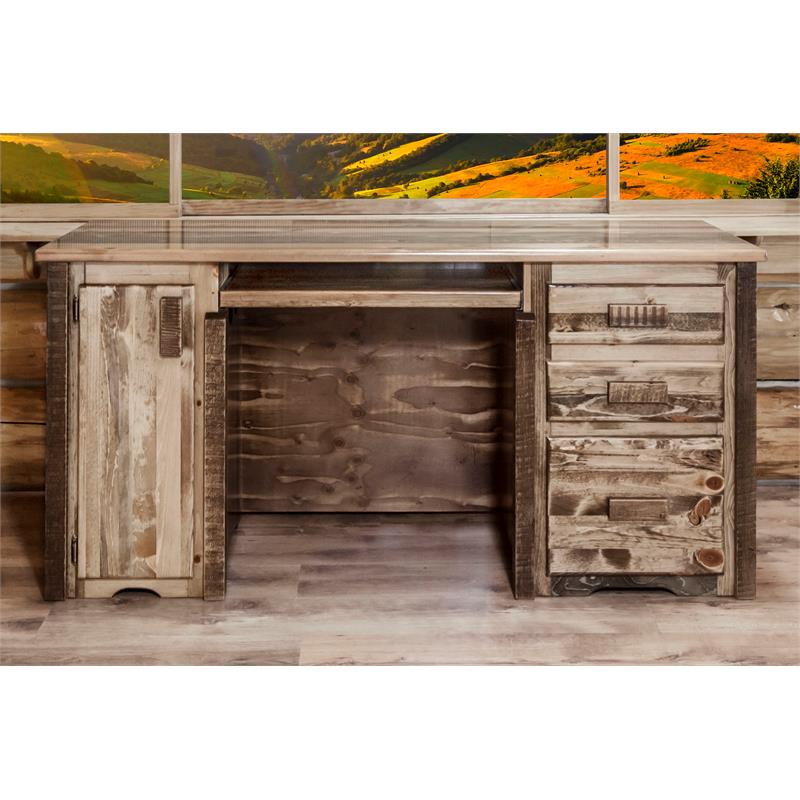 Montana Woodworks Homestead Transitional Wood Computer Desk in Brown Lacquered