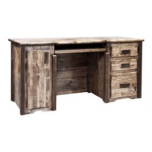 montana woodworks homestead transitional wood computer desk in brown lacquered