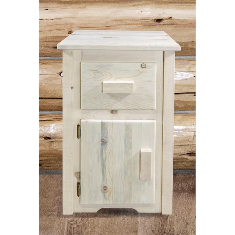 Montana Woodworks Homestead Left Hinged Wood End Table with Drawer in Natural