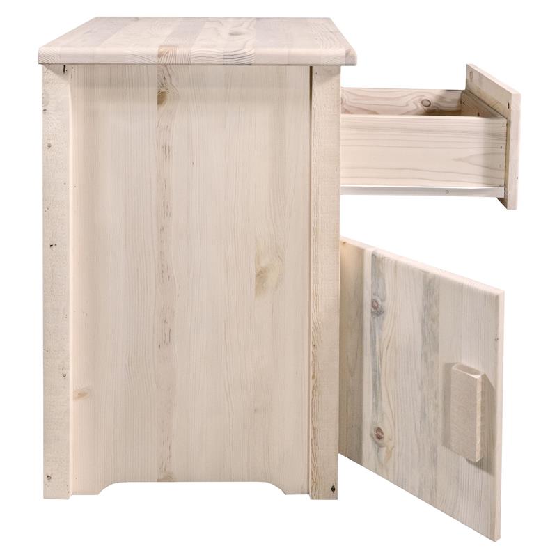 Montana Woodworks Homestead Left Hinged Wood End Table with Drawer in Natural