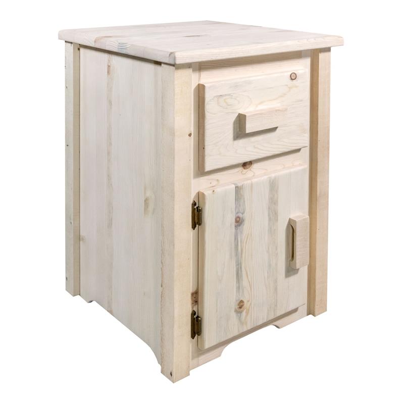 Montana Woodworks Homestead Left Hinged Wood End Table with Drawer in Natural