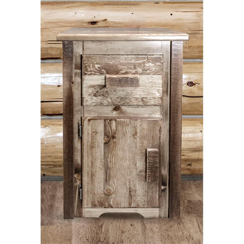 Montana Woodworks Homestead Wood End Table with Drawer and Door in Brown