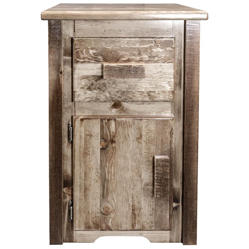 Montana Woodworks Homestead Wood End Table with Drawer and Door in Brown