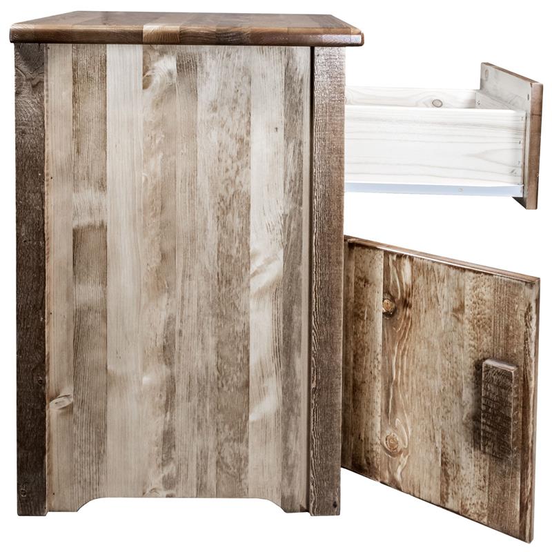 Montana Woodworks Homestead Wood End Table with Drawer and Door in Brown