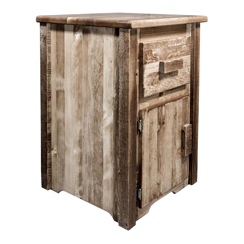 Montana Woodworks Homestead Wood End Table with Drawer and Door in Brown