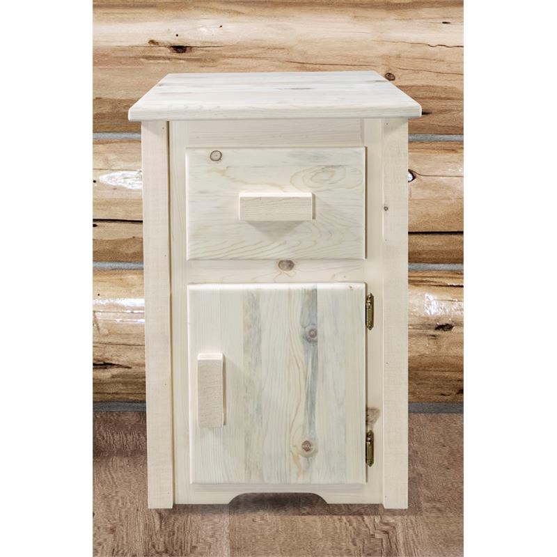 Montana Woodworks Homestead Handcrafted Wood End Table with Drawer in Natural