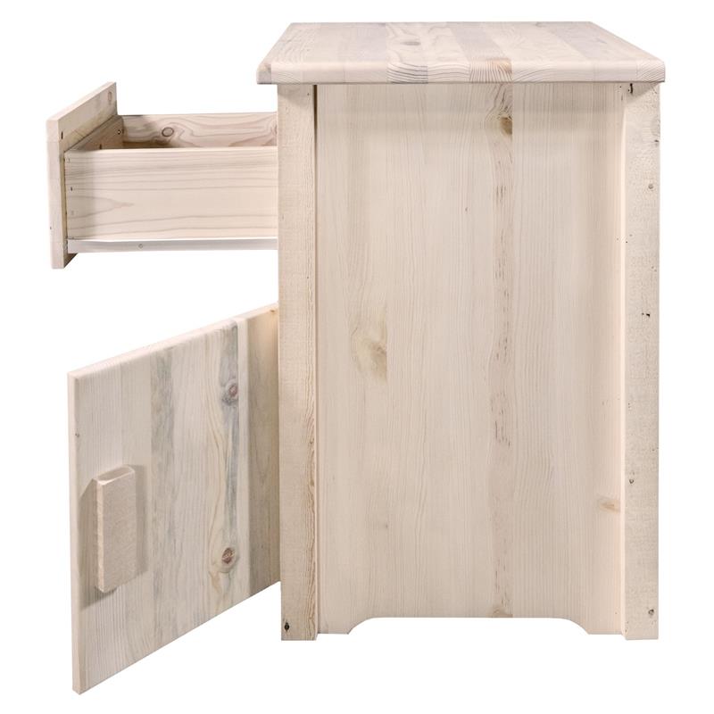 Montana Woodworks Homestead Handcrafted Wood End Table with Drawer in Natural