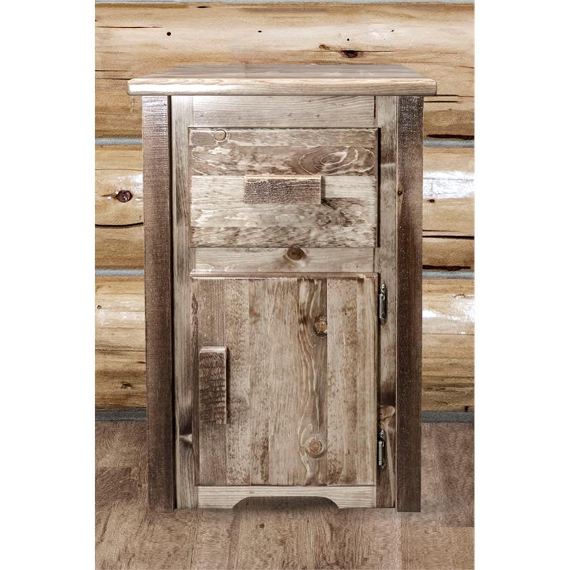 Montana Woodworks Homestead Handcrafted Wood End Table with Drawer in Brown