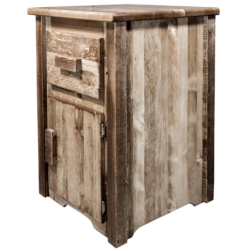 Montana Woodworks Homestead Handcrafted Wood End Table with Drawer in Brown