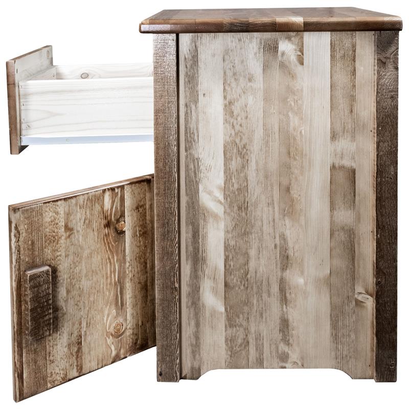 Montana Woodworks Homestead Handcrafted Wood End Table with Drawer in Brown