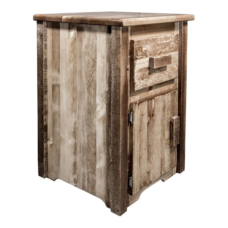 Montana Woodworks Homestead Handcrafted Wood End Table with Drawer in Brown