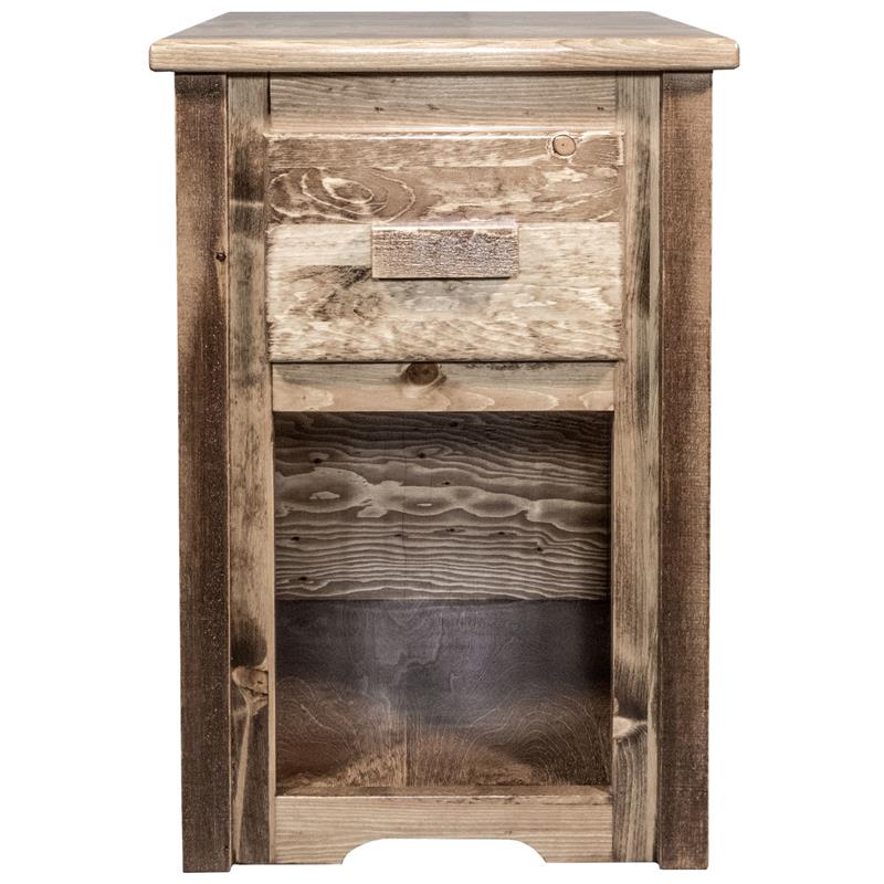 Montana Woodworks Homestead Wood End Table with Drawer in Brown Lacquered