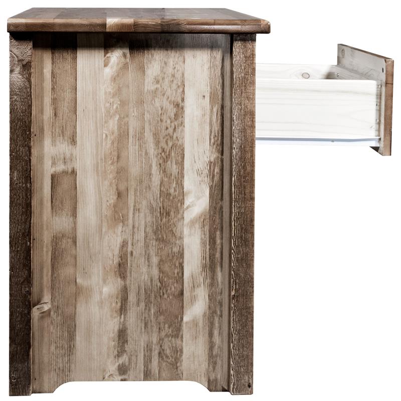 Montana Woodworks Homestead Wood End Table with Drawer in Brown Lacquered