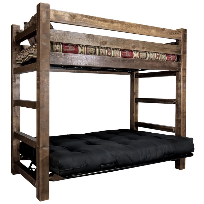 Montana Woodworks Homestead Wood Twin over Full Futon Frame in Brown