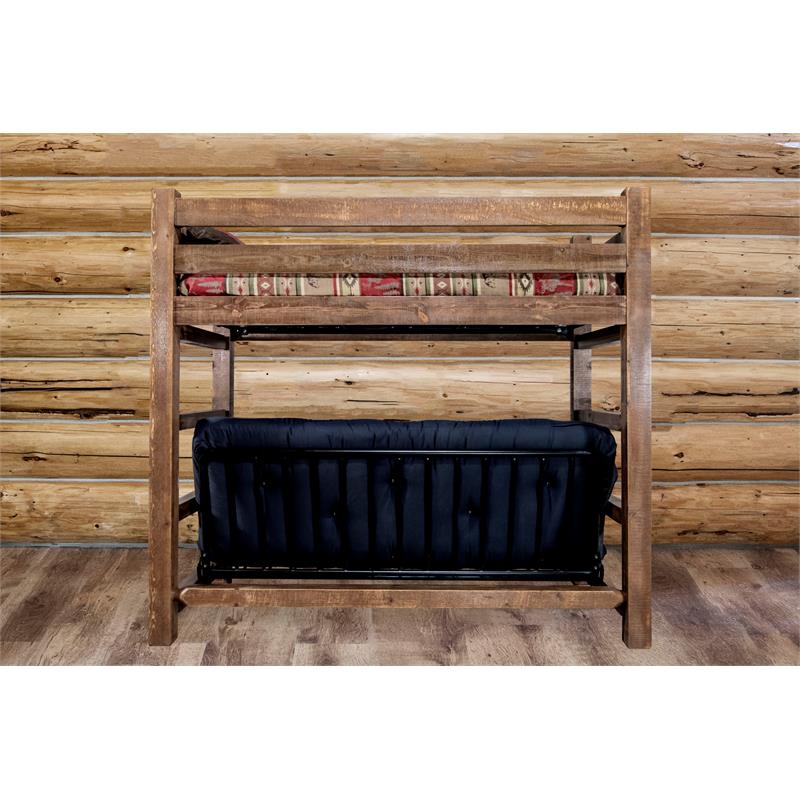 Montana Woodworks Homestead Wood Twin over Full Futon Frame in Brown