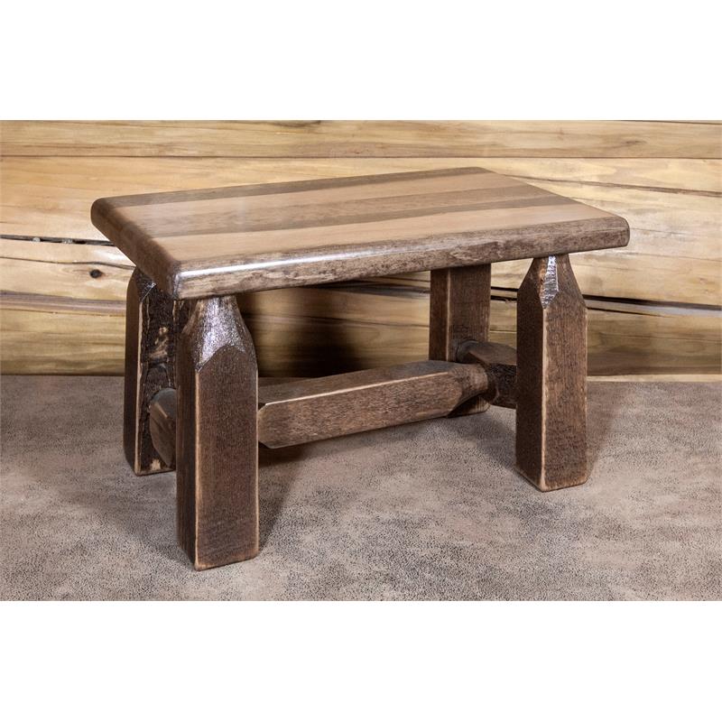 Montana Woodworks Homestead Transitional Wood Footstool in Brown