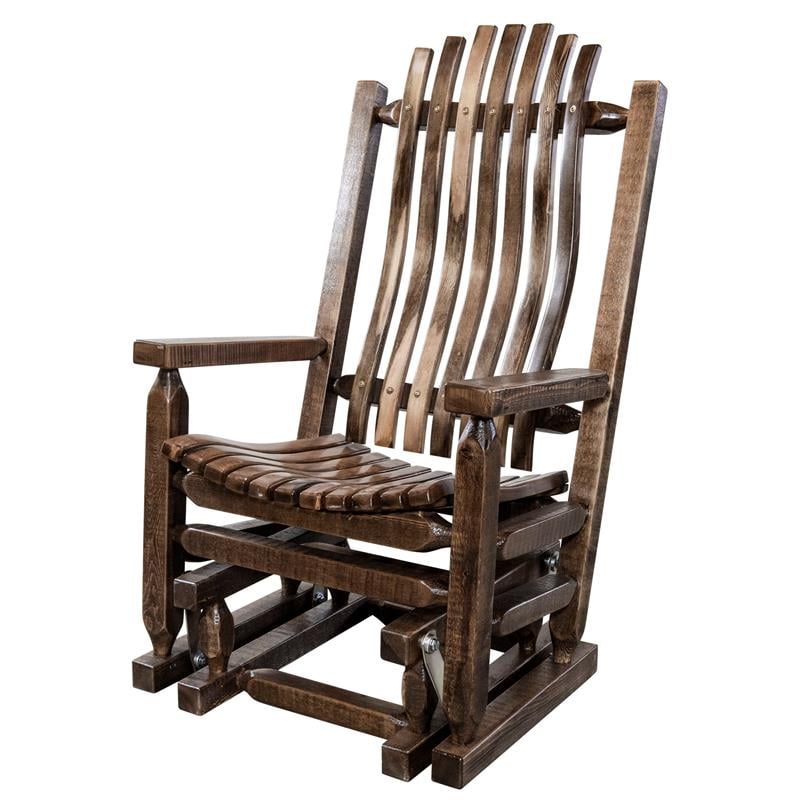 Montana Woodworks Homestead Transitional Wood Glider Rocker in Brown Lacquered